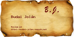 Budai Jolán névjegykártya
